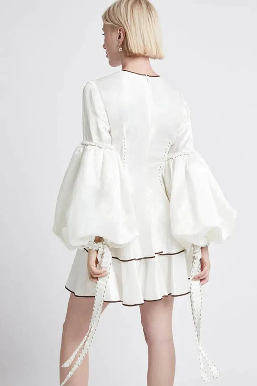AJE Gracious Tiered Mini Dress Ivory Size 8 for rent on The Volte - main image