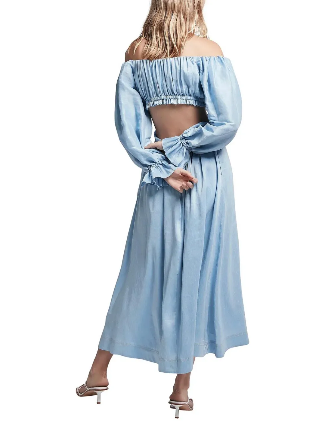 Aje Overture Blouson Midi Dress Blue Size 6 for rent on The Volte - main image