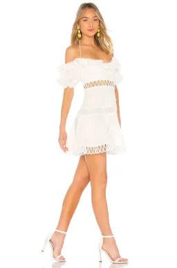 Zimmermann Melody Off Shoulder Mini Dress in Ivory Size 0 / AU 8 for rent on The Volte - image 2