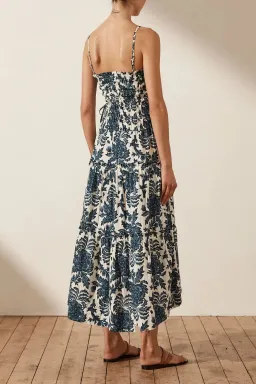 Shona Joy Diana Shirred Tiered Midi Dress Print Size 6 for rent on The Volte - image 2
