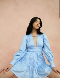 Aje Fallingwater Gathered Mini Dress in Blue Size AU 6 for rent on The Volte - image 3