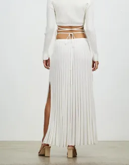 Christopher Esber Pleated Knit Tie Skirt White Size 10 for rent on The Volte - image 4