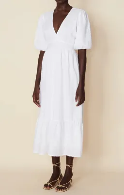Faithfull The Brand Romilla Midi Dress White Size 14 for rent on The Volte - image 1
