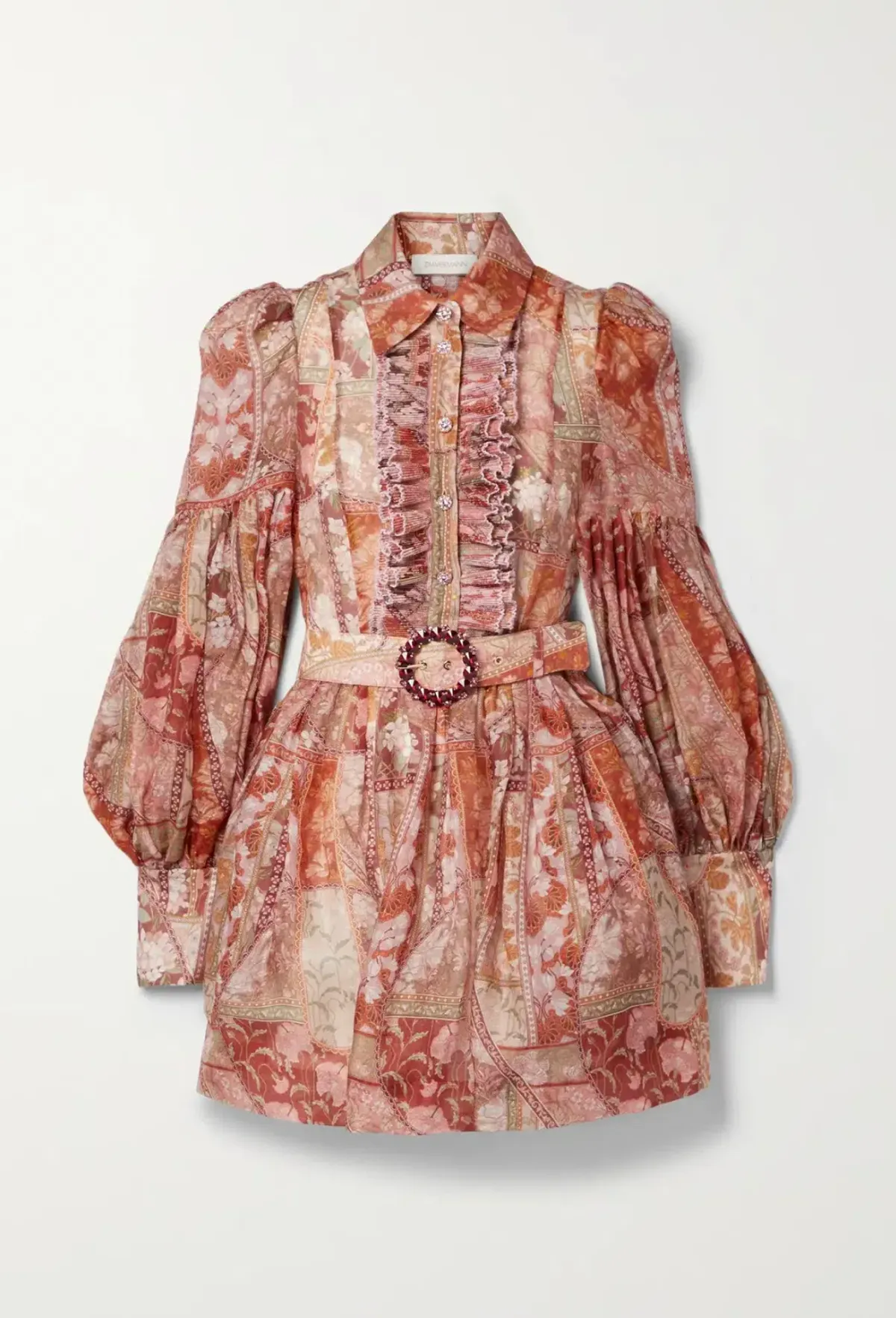 Zimmermann The Kaleidoscope Tuxedo Frill Mini in Red Swirl Floral Size 0P/Au 6 - Image 3