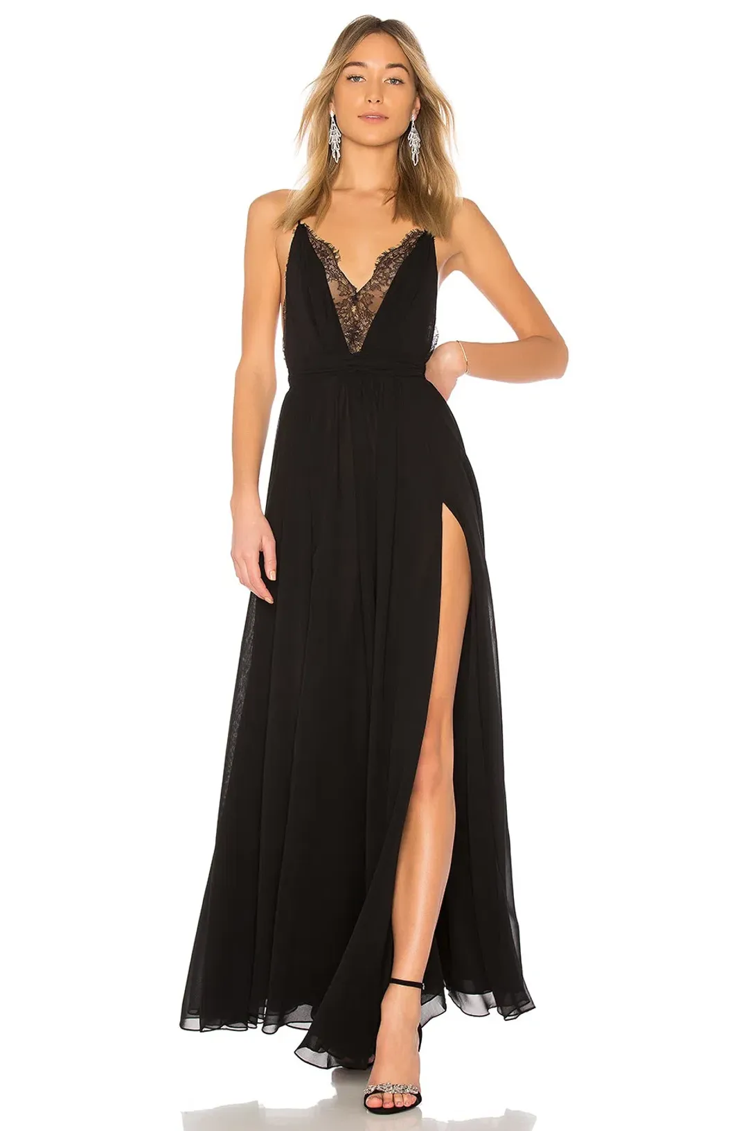 Michael Costello x Revolve Justin Gown Black Size 12 for rent on The Volte - main image
