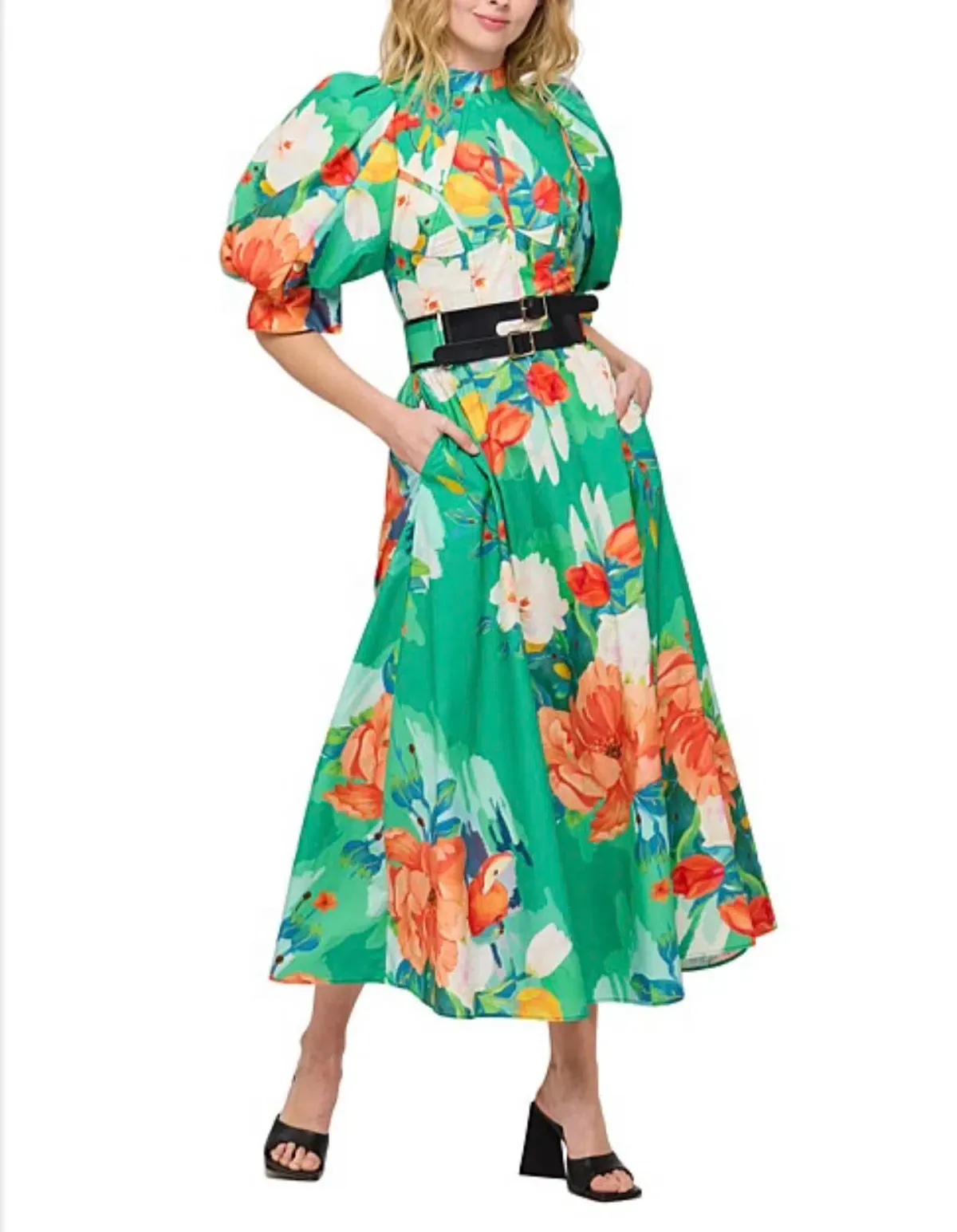 Leo & Lin Florescence Midi Dress Floral Print Size 10 for rent on The Volte - main image