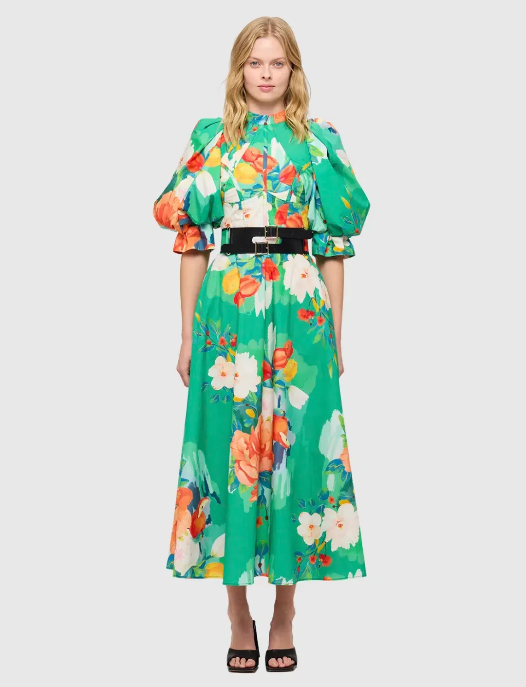 Leo & Lin Florescence Midi Dress Floral Print Size 10 for rent on The Volte - main image