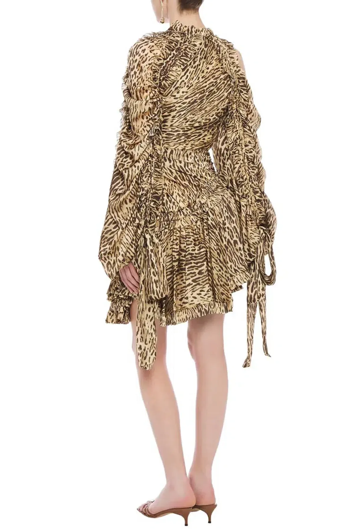 Zimmermann Cutout Leopard-print Silk Crepe De Chine Mini Dress Animal Print Size 0P/Au 6 - Image 2