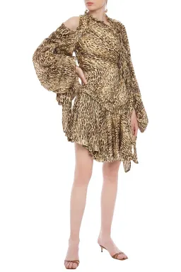 Zimmermann Cutout Leopard-print Silk Crepe De Chine Mini Dress Animal Print Size 0P/Au 6 for rent on The Volte - image 1