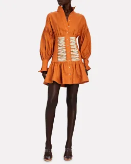 Alemais Holly Linen Lace-Front Mini Dress Orange Size 8 for rent on The Volte - image 1
