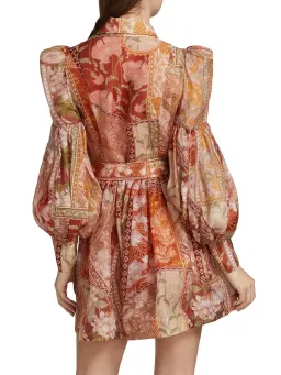Zimmermann Kaleidoscope Tuxedo Frill Mini Dress Red Swirl Floral Size 0/Au 8 for rent on The Volte - image 3