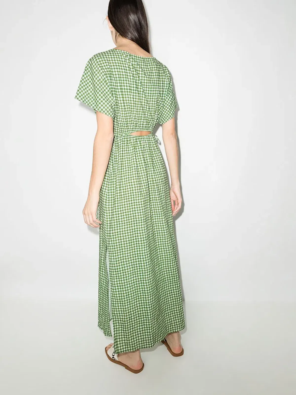 Peony Picnic After Swim Gingham-check Maxi Dress Green Size 10 - Image 4