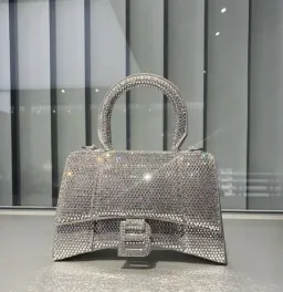 Balenciaga Crystal Embellished Hourglass Tote Bag Grey for rent on The Volte - image 4