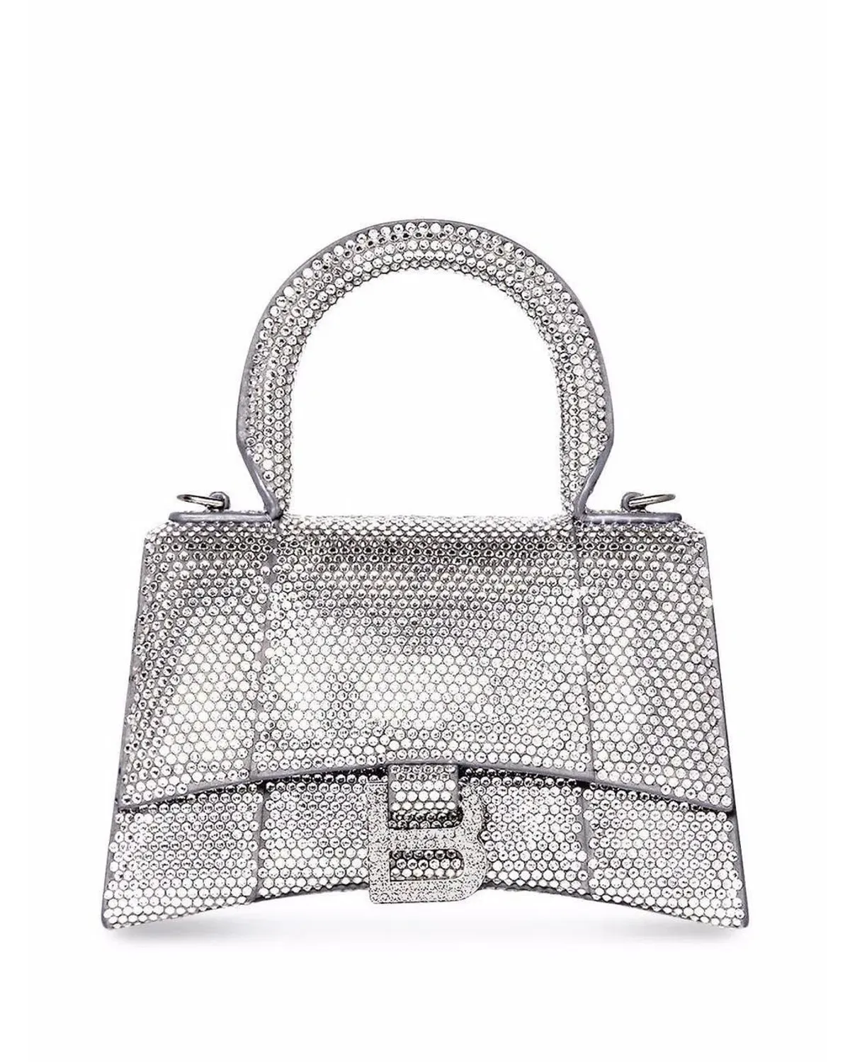 Balenciaga Crystal Embellished Hourglass Tote Bag Grey - Image 1