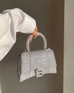 Balenciaga Crystal Embellished Hourglass Tote Bag Grey for rent on The Volte - image 6