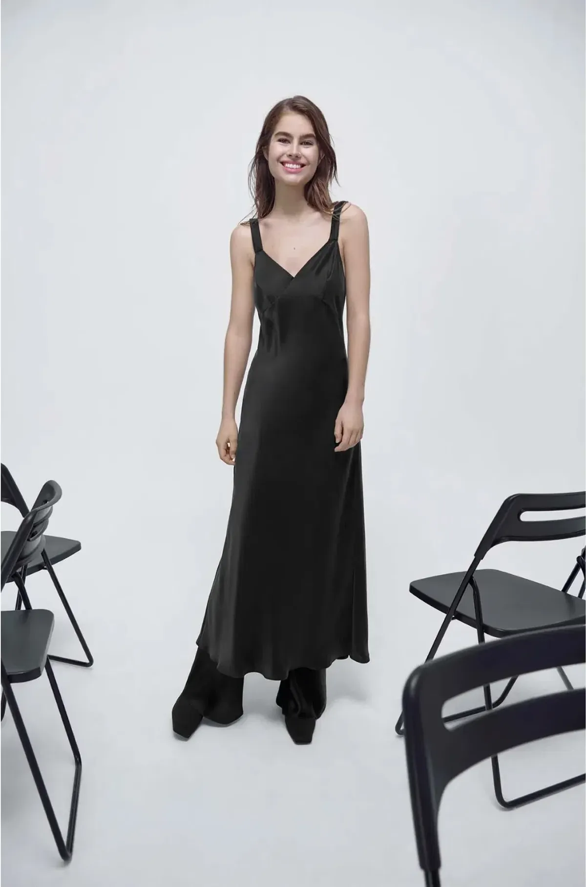Silk Laundry Deco Ruched Dress Black Size M / Au 10 for rent on The Volte - main image