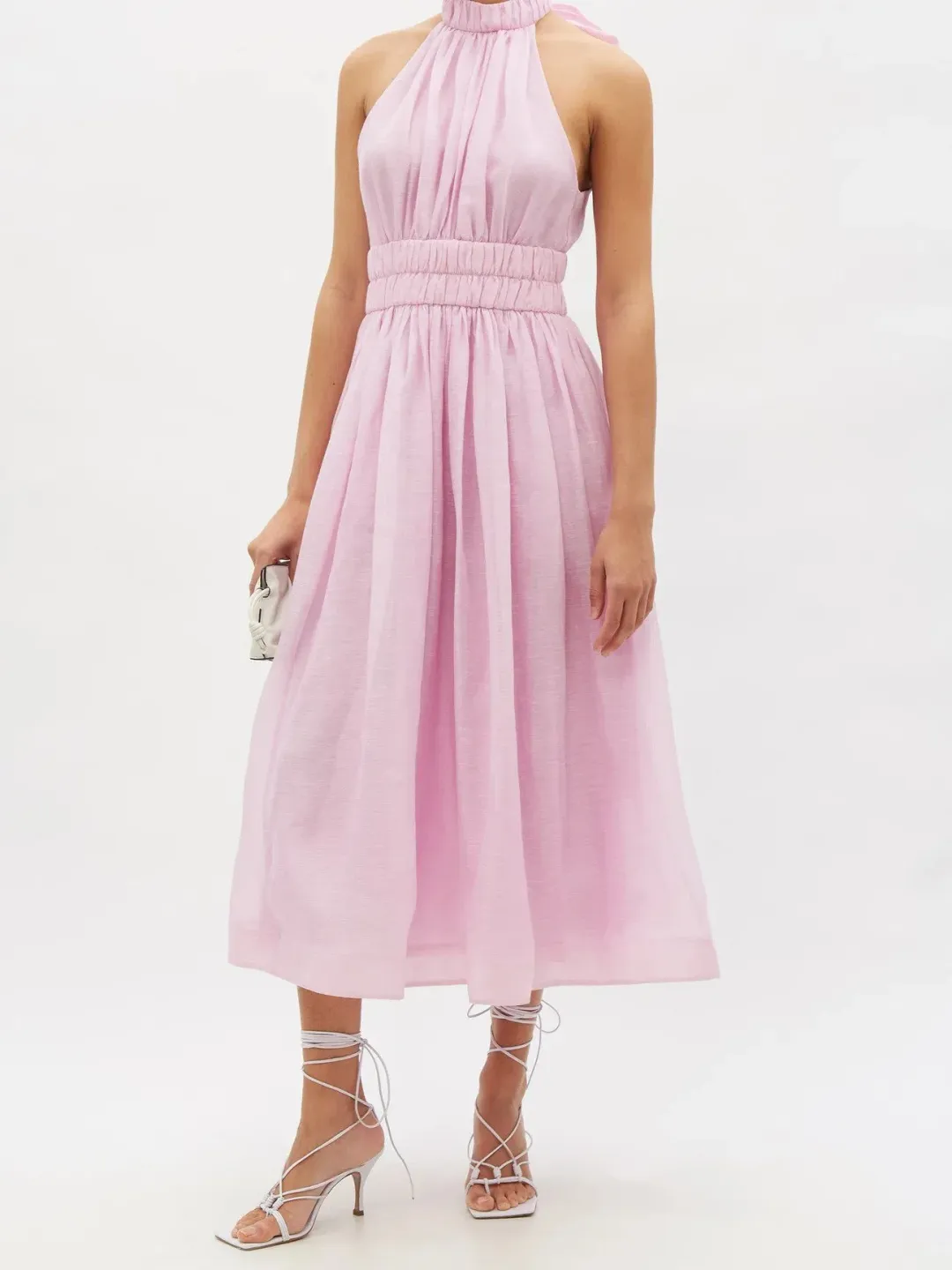 Zimmermann The Prima Halter Midi Dress in Persimmon Size 16 for rent on The Volte - main image