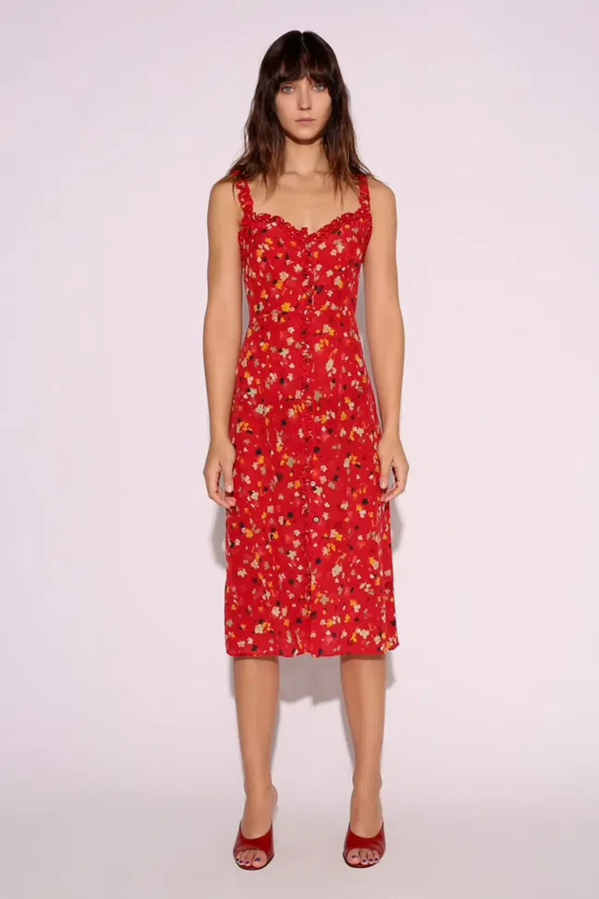 Realisation Par The Juliet Midi Dress Rouge Fleur Size XXS / Au 4 - Image 1