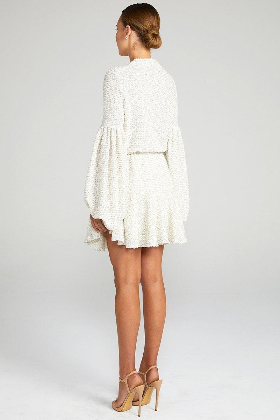 Shona Joy Aimee Balloon Sleeve Mini Dress White size 10 for rent on The Volte - main image