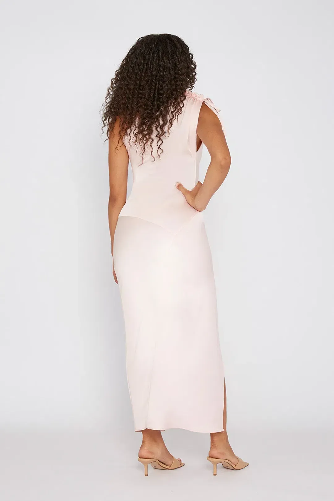 By Johnny One Shoulder Jasmine Dress Pale Pink Size 8 for rent on The Volte - main image