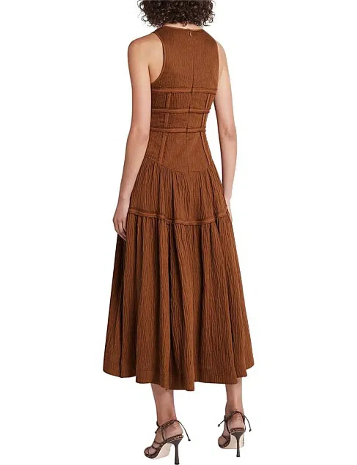 Aje Tidal Corset Midi Dress Coffee Size 8 / S - Image 3