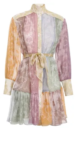 Zimmermann Dancer Lantern Mini Dress Spliced Lace Print Size 1 / Au 10 for rent on The Volte - image 5