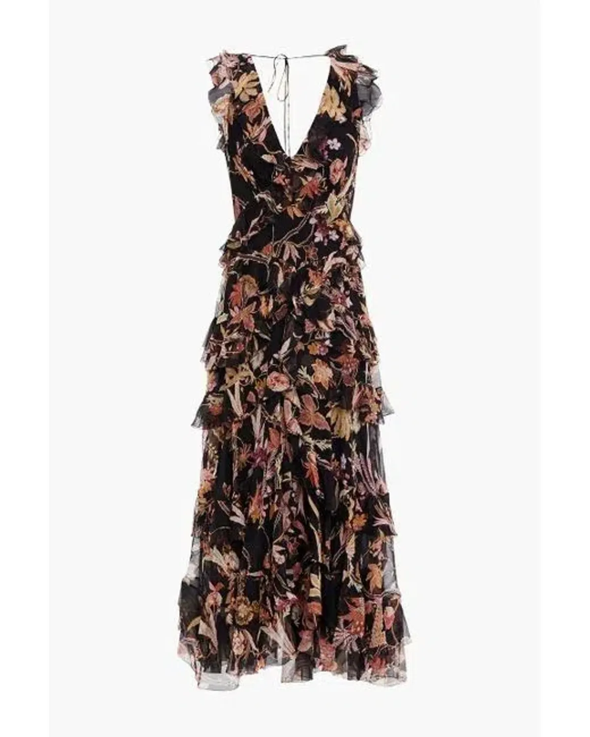 Zimmermann Wavelength Ruffled Silk Georgette Midi Dress Floral Print Size 0 / Au 8 - Image 3