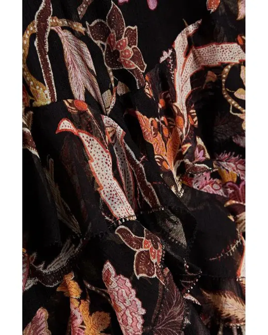 Zimmermann Wavelength Ruffled Silk Georgette Midi Dress Floral Print Size 0 / Au 8 for rent on The Volte - main image