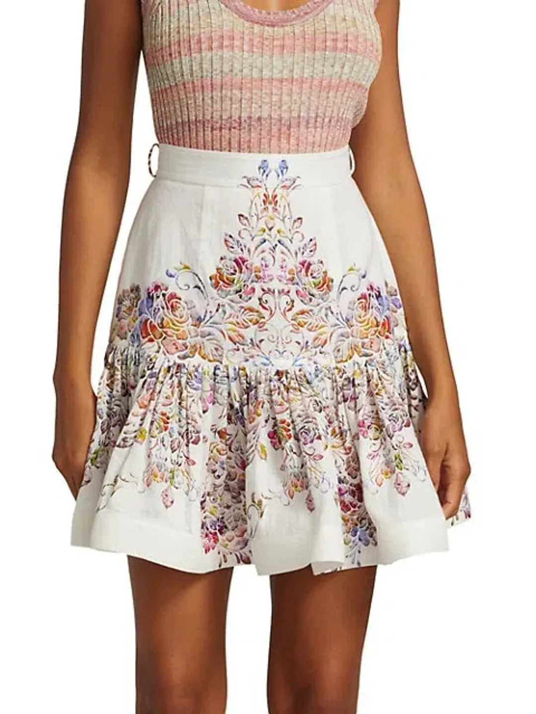 Zimmermann Prima Flip Linen Mini Skirt Floral Size 0P / Au 6P for rent on The Volte - main image