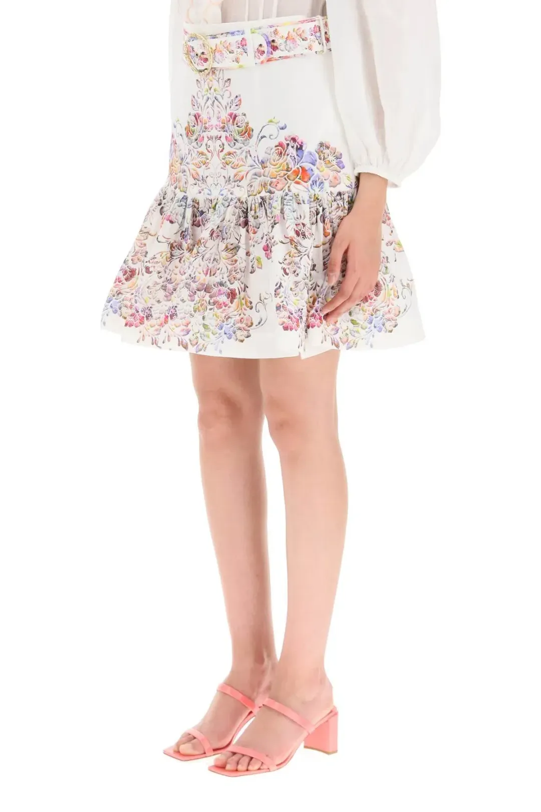 Zimmermann Prima Flip Linen Mini Skirt Floral Size 0P / Au 6P for rent on The Volte - main image