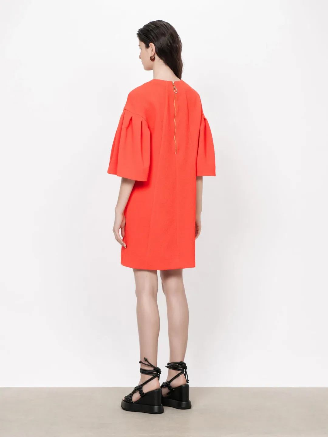 Veronika Maine Stretch Cloque Shift Dress Red/Orange Size 6 / XS for rent on The Volte - main image