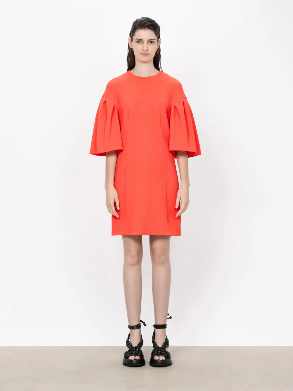 Veronika Maine Stretch Cloque Shift Dress Red/Orange Size 6 / XS for rent on The Volte - main image