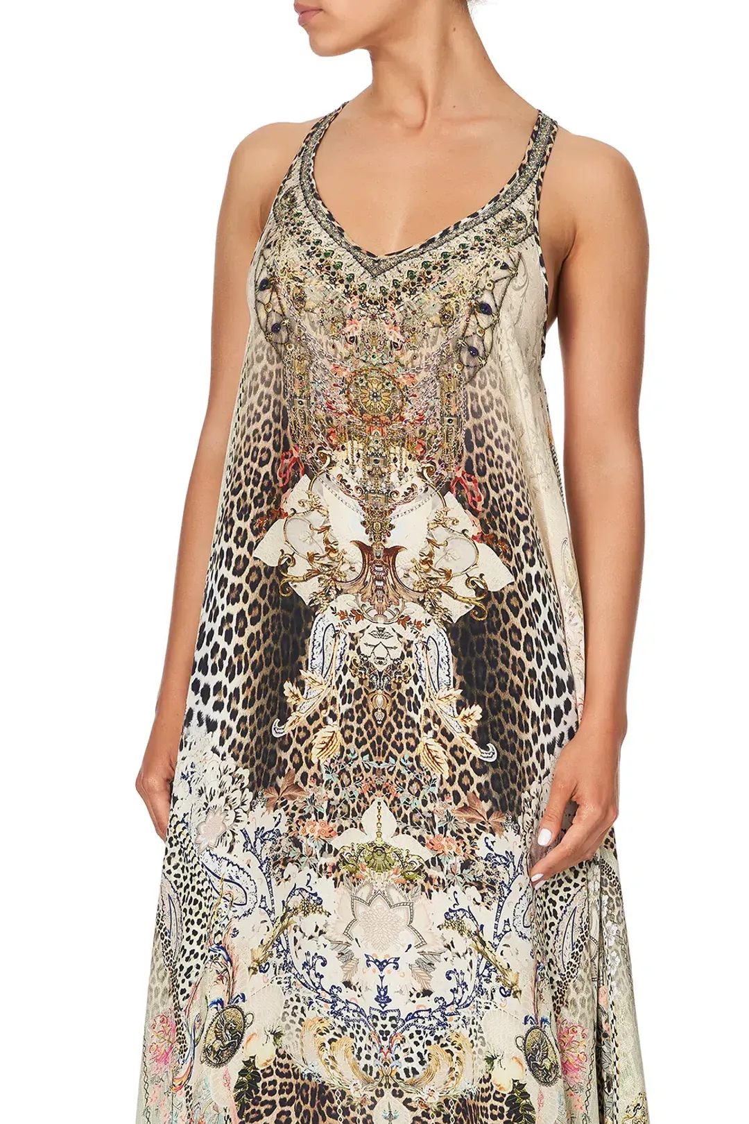 Camilla V Neck Racerback Dress Forever Forever Print Size XS/Au 8 for rent on The Volte - main image