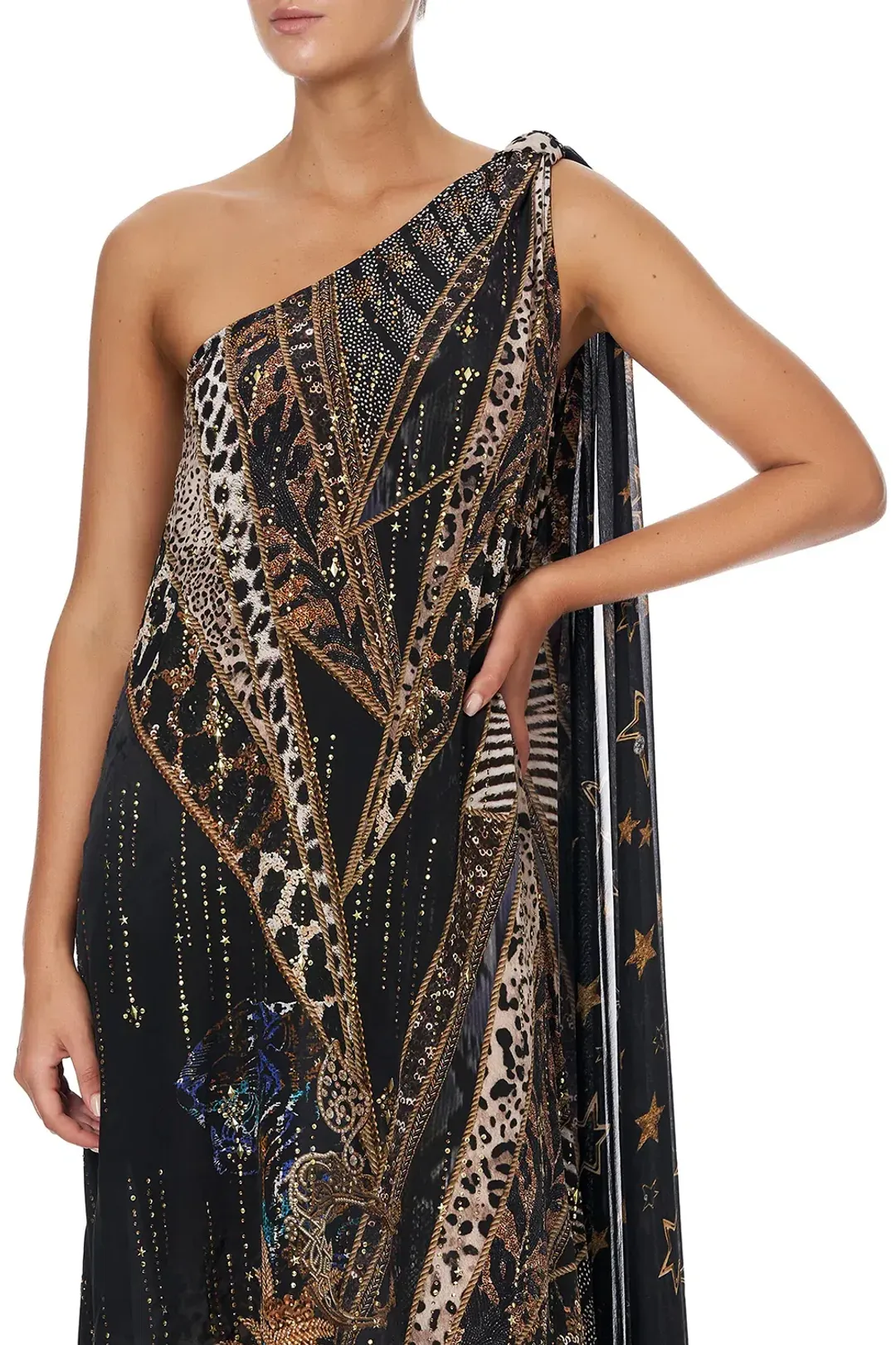 Camilla One Shoulder Long Dress Lady Stardust Print Size 8 for rent on The Volte - main image