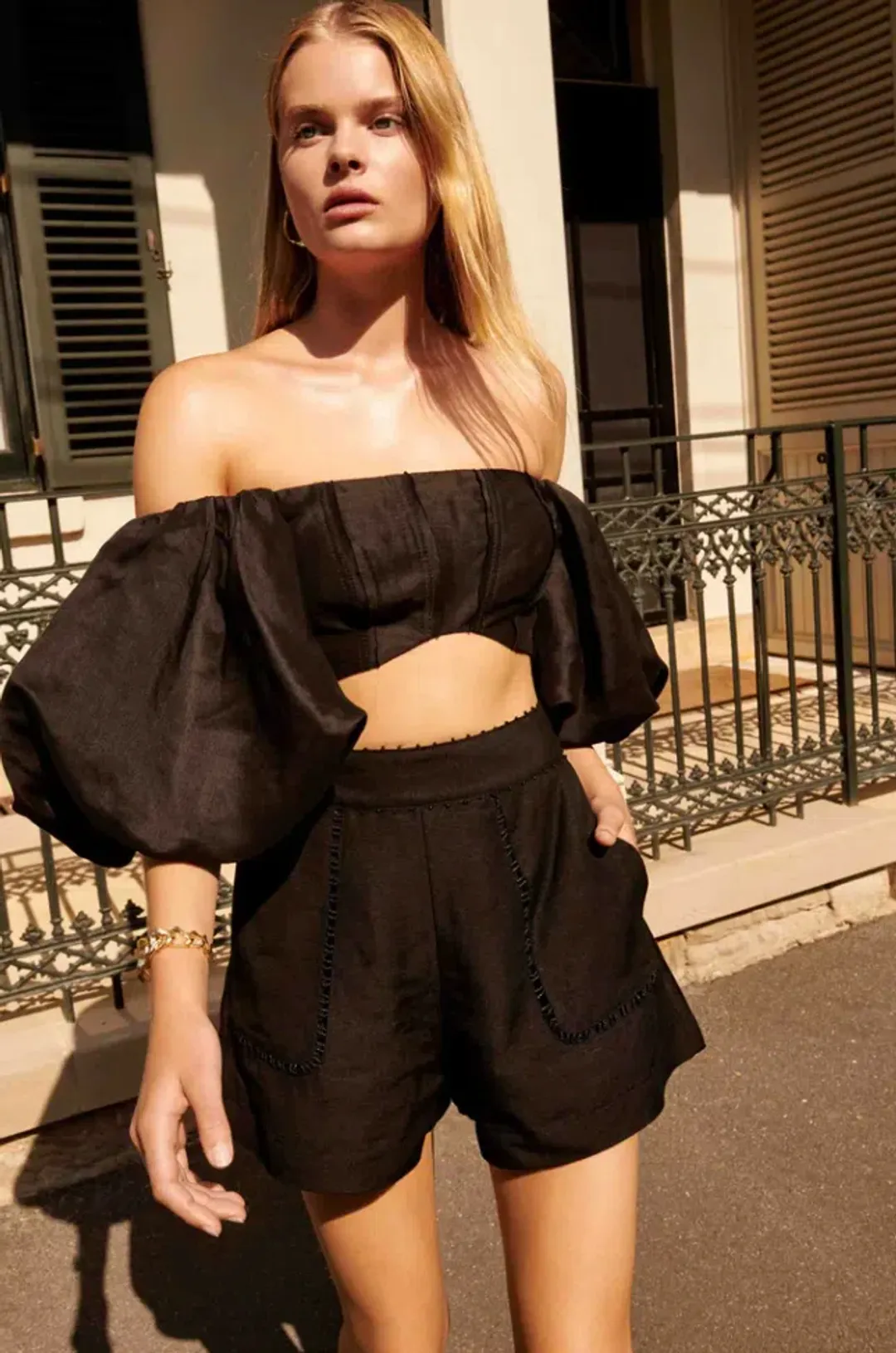 Aje Eugenie Top and Lucie Short Set Black Size 8 for rent on The Volte - main image
