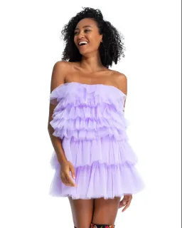 Dyspnea Powermuff Mini Dress Lilac Size 8 for rent on The Volte - image 1
