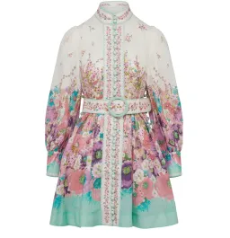 Zimmermann Jude Buttoned Mini Dress Aqua Gradient Floral Size 0P / Au 6 for rent on The Volte - image 7