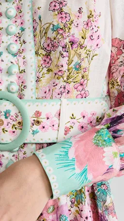 Zimmermann Jude Buttoned Mini Dress Aqua Gradient Floral Size 0P / Au 6 for rent on The Volte - image 5