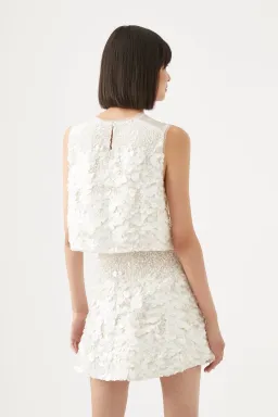 Aje Cherie Sequin Mini Skirt Ivory Size 8 / S for rent on The Volte - image 3