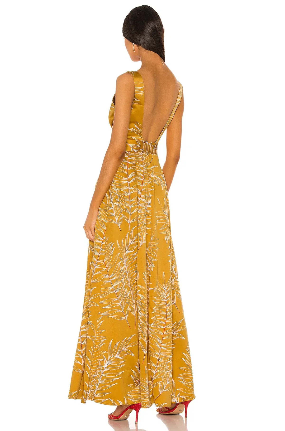 Camila Coelho Belmira Maxi Dress Gold Tropical Size XS/AU 6-8 - Image 3