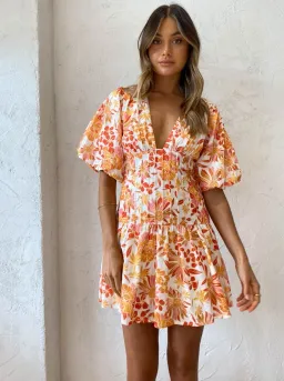 By Nicola Fiesta Stitch Waist Mini Dress in Holiday Floret Print Size 12 for rent on The Volte - image 3
