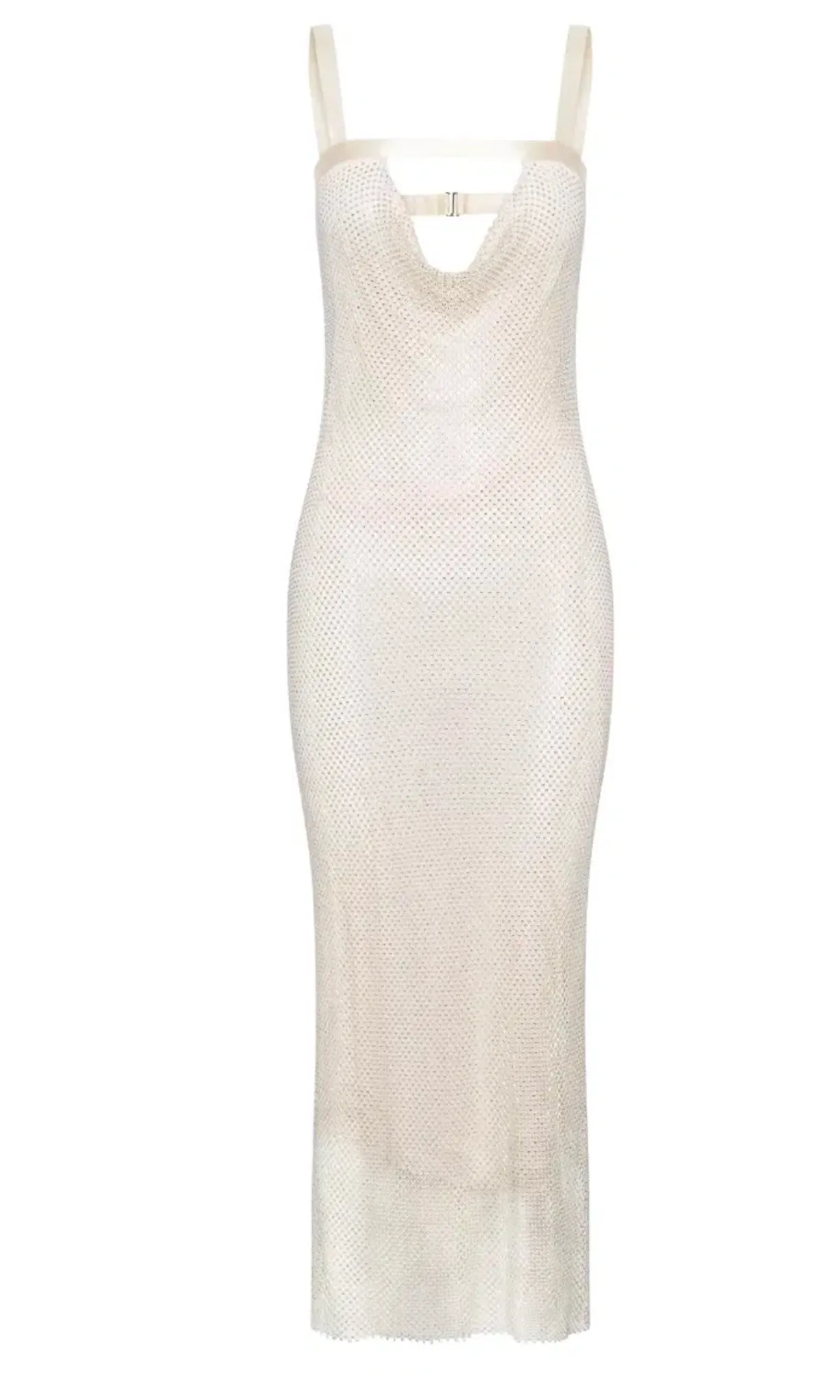 Meshki Mehry Diamante Mesh Cowl Dress Cream Size M-L / Au 10-12 - Image 7