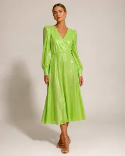 Olivia Rubin Danni Sequin Midi Dress Lime Green Size 10 for rent on The Volte - image 1