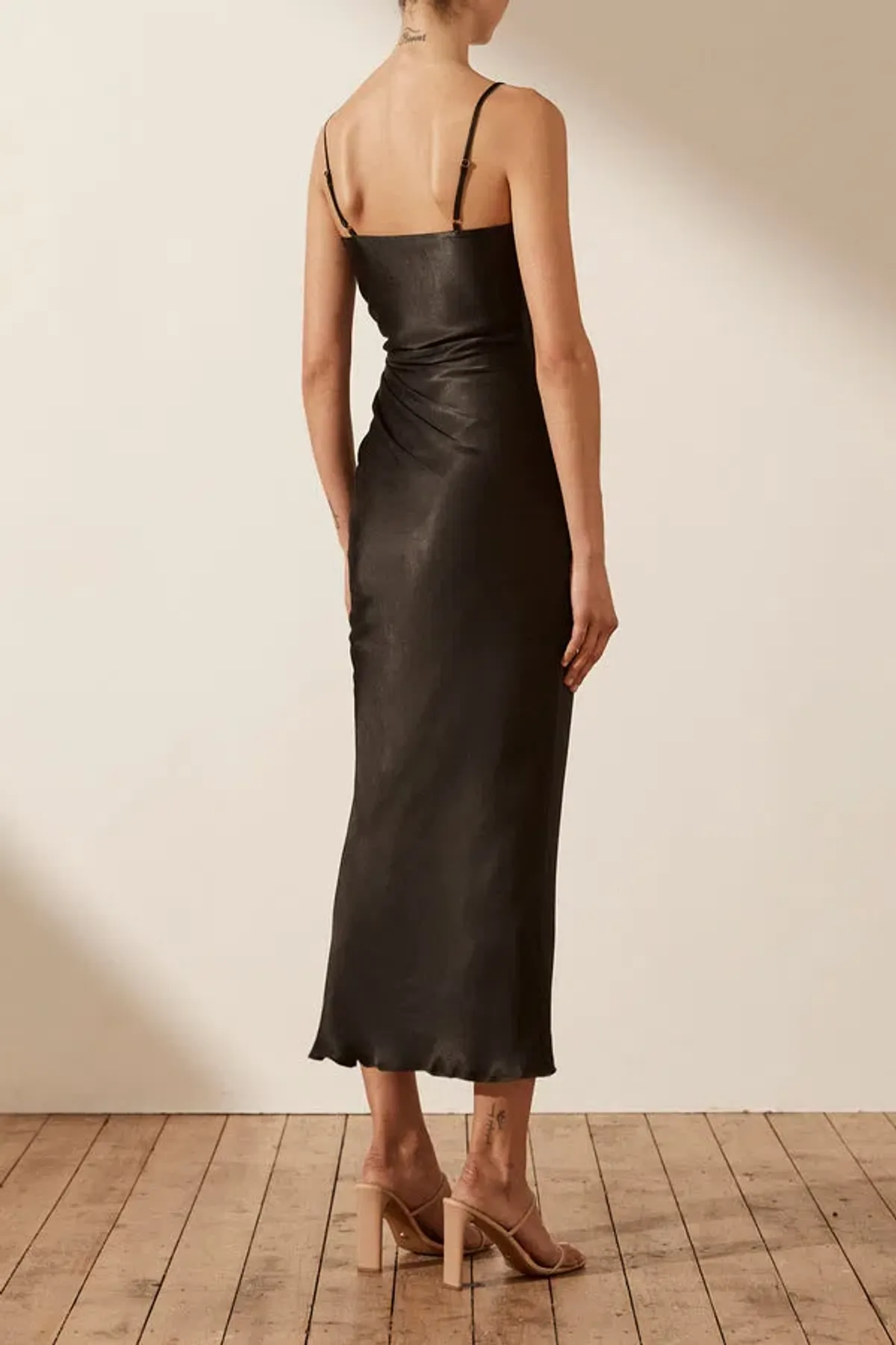 Shona Joy Thalia Bias Ruched Midi Dress Black Size 8 - Image 2