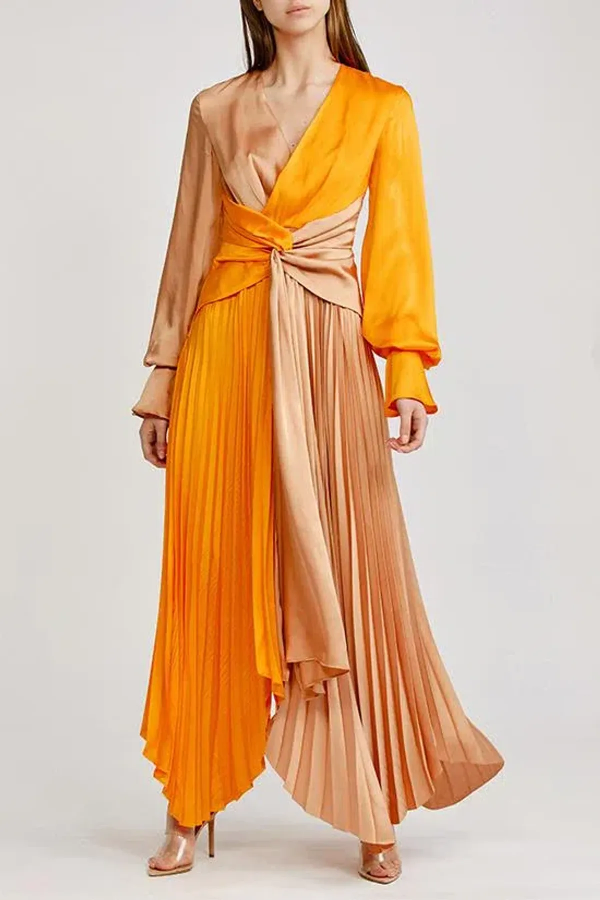 Acler Empire Dress Orange/Nude Size 8 - Image 1