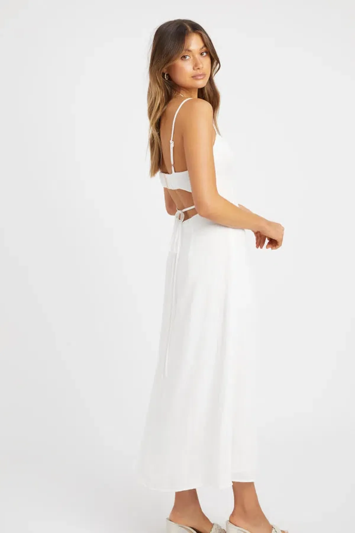 Kookai Hayman Tie Back Dress White Size 38/Au 10 - Image 3