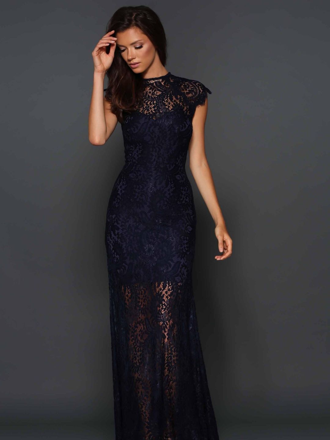 Elle Zeiotune Navy Demi Lace Dress size 14 for rent on The Volte - main image