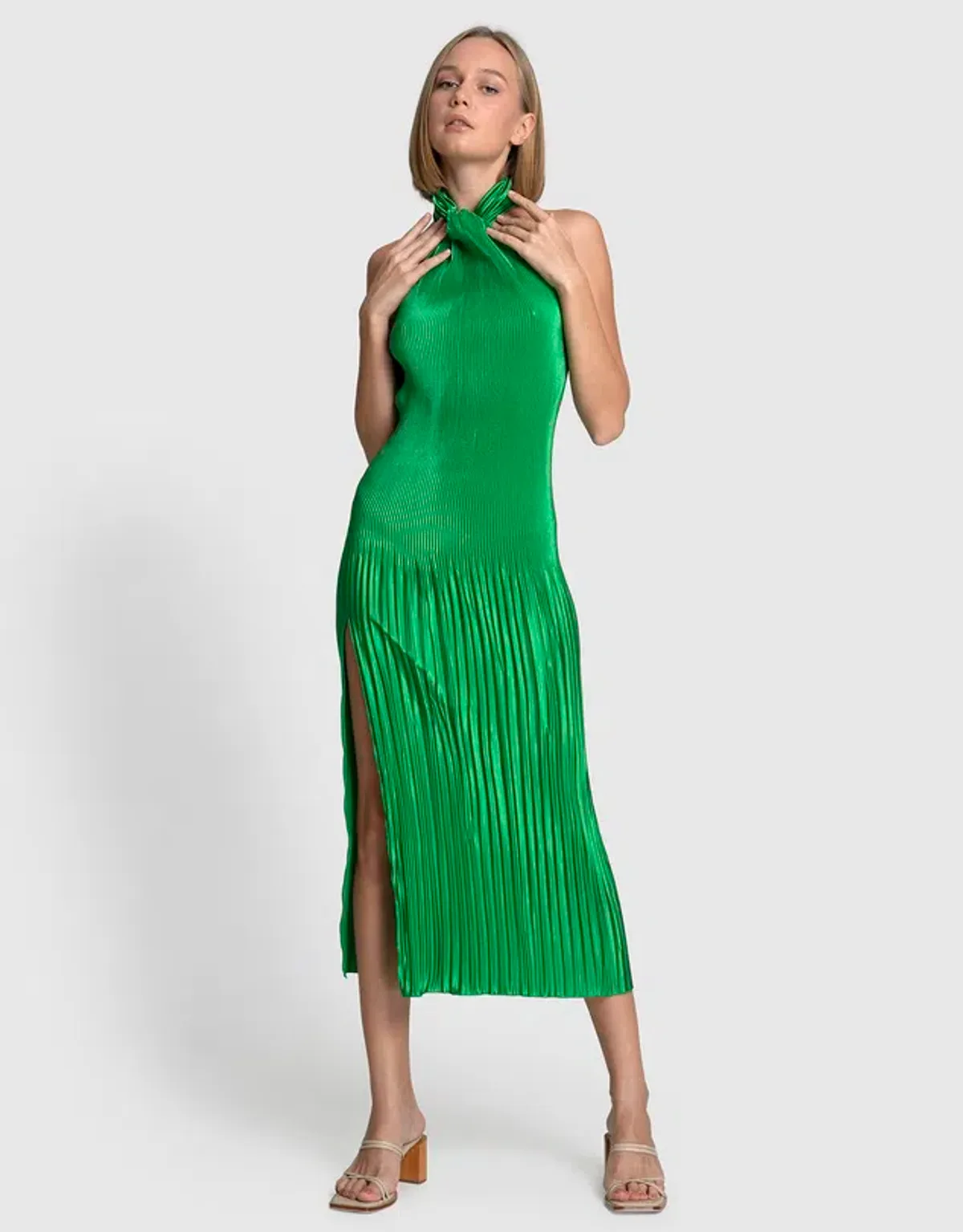 Lidee Woman Soiree Halter Gown Bright Green Size 10 - Image 2