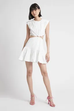 AJE Solstice Cut Out Ring Mini Dress White Size 10 for rent on The Volte - image 1