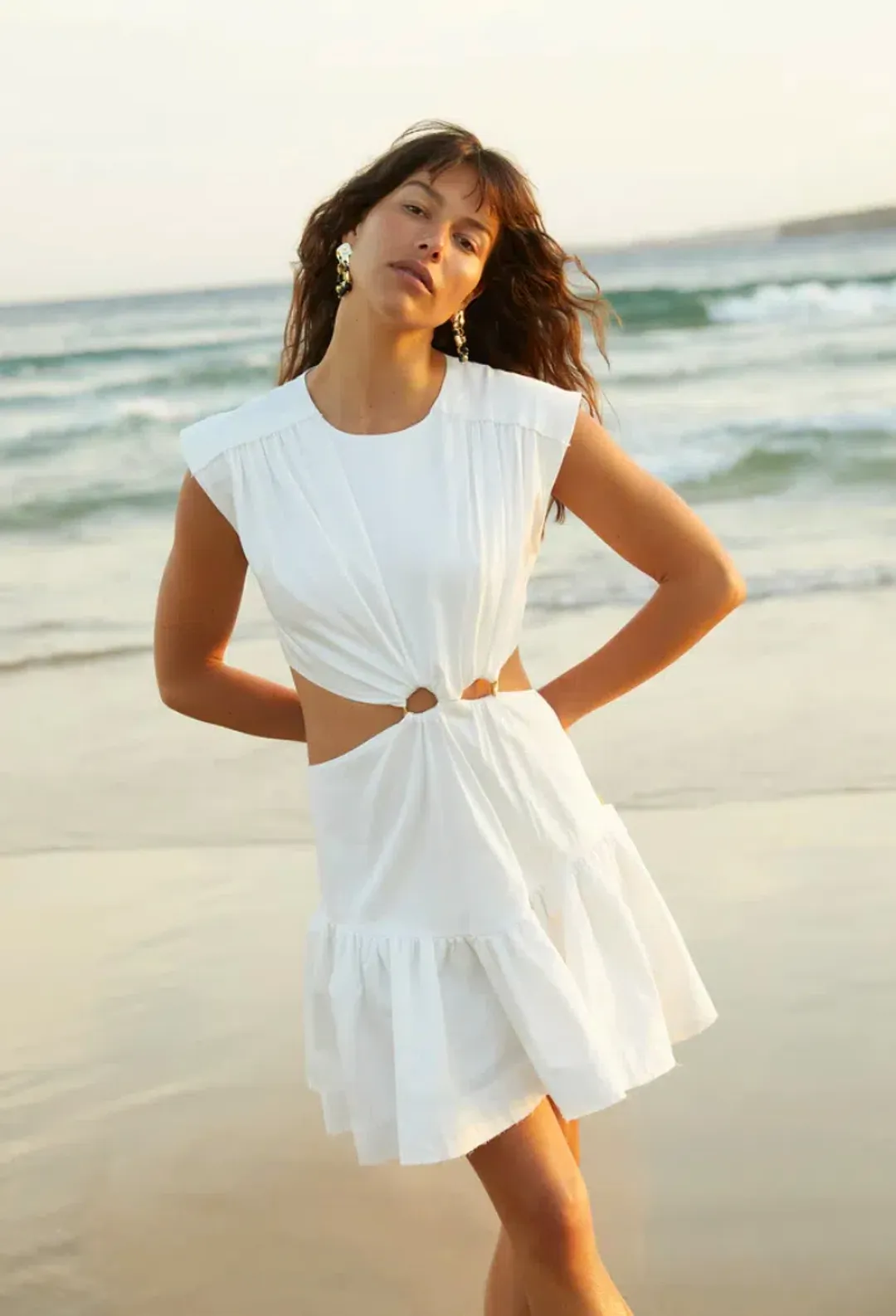 AJE Solstice Cut Out Ring Mini Dress White Size 10 for rent on The Volte - main image